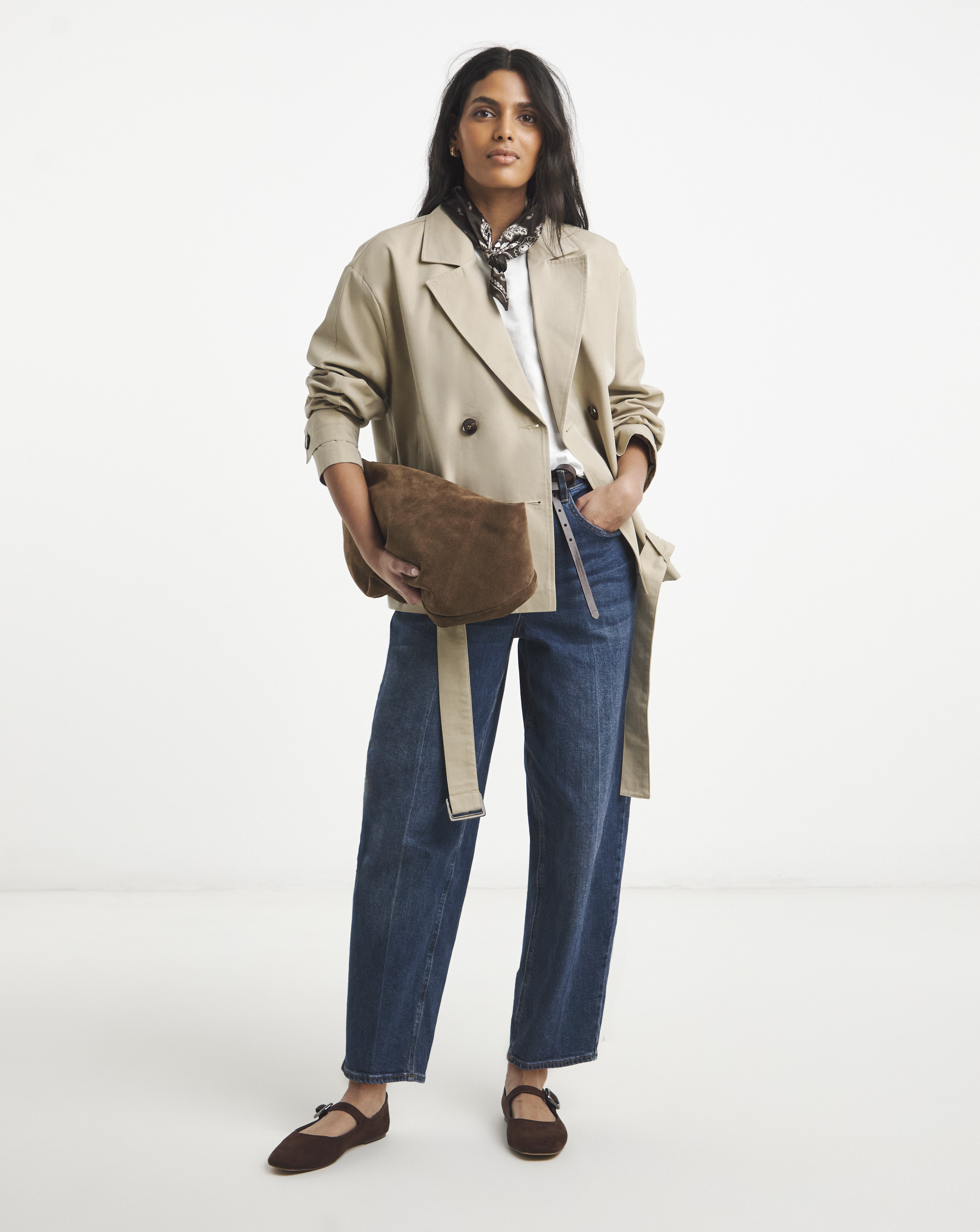 Simply Be Stone Blouson Sleeve Trench