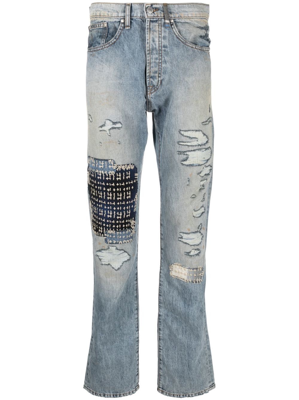 Distressed-effect jeans - Blue