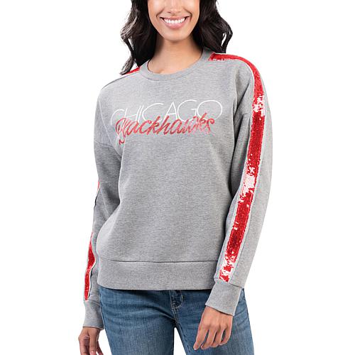 Women's Gray Chicago Blackhawks Penalty Box Pullover Sweatshirt