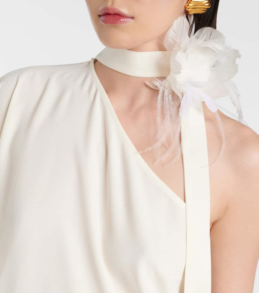 Bolkan Garden feather-trimmed maxi dress