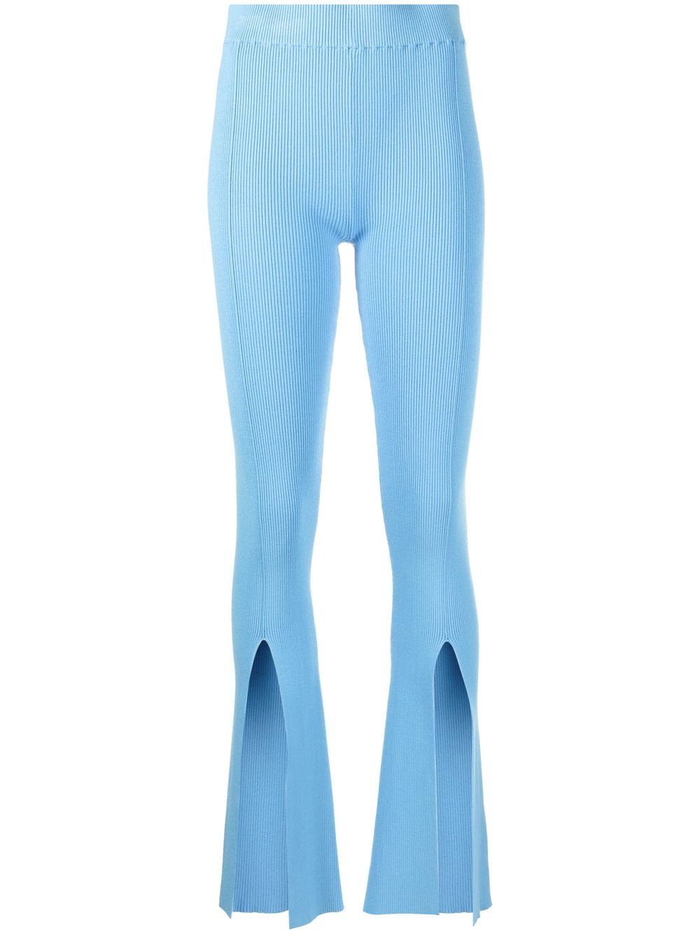 High-waisted knitted trousers - Blue