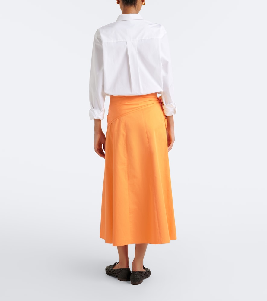 Scarf-detail cotton midi skirt