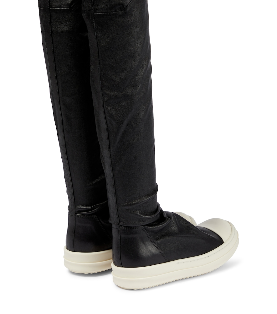 Stocking over-the-knee leather boots