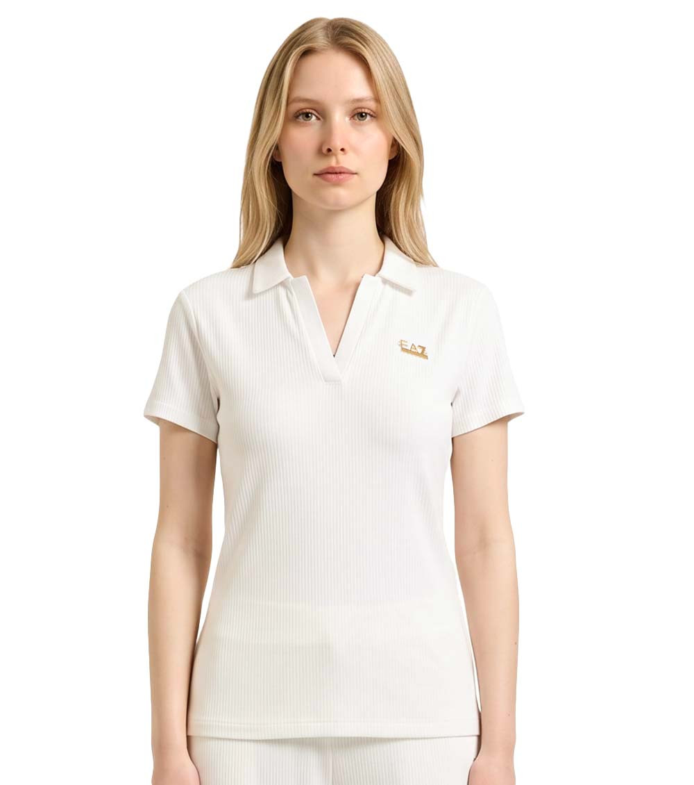 White Logo Shirt Collar Polo