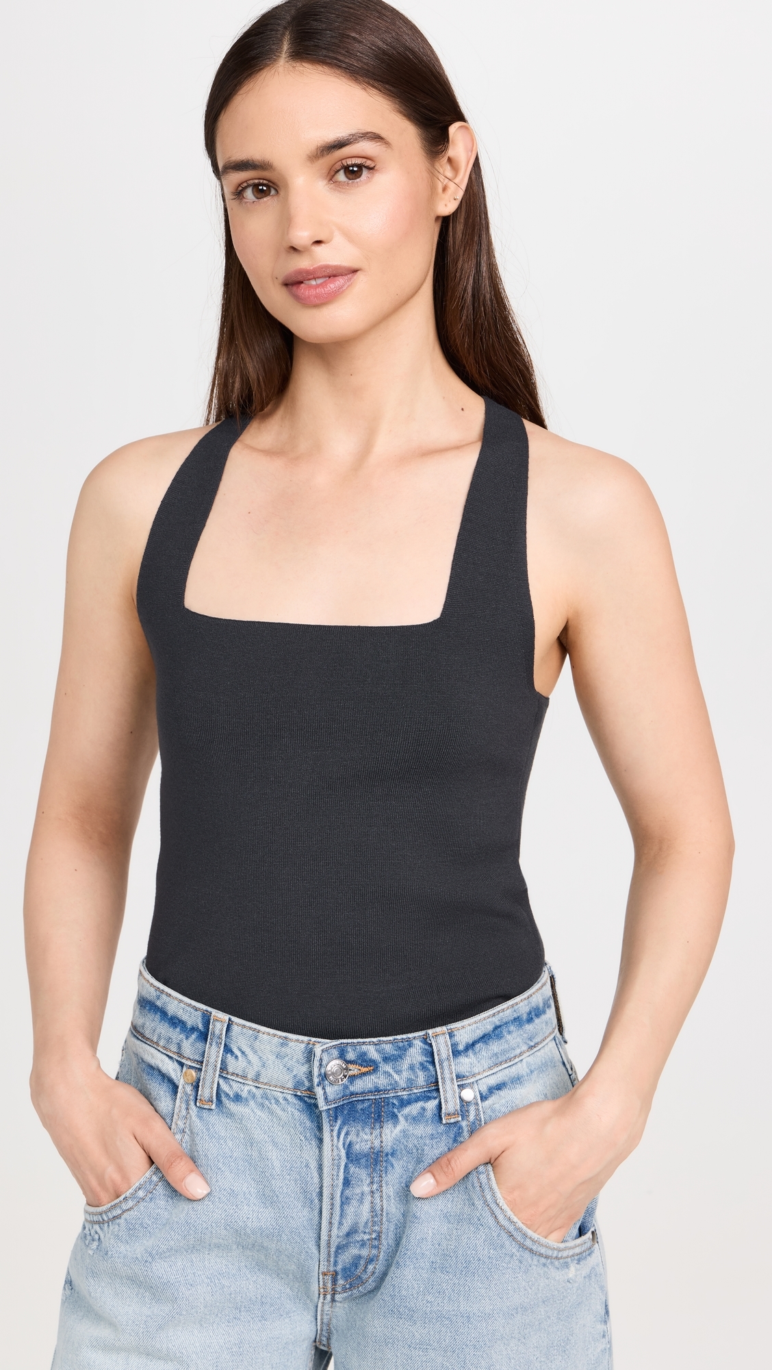 Racerback Square Neck Tank Graphite