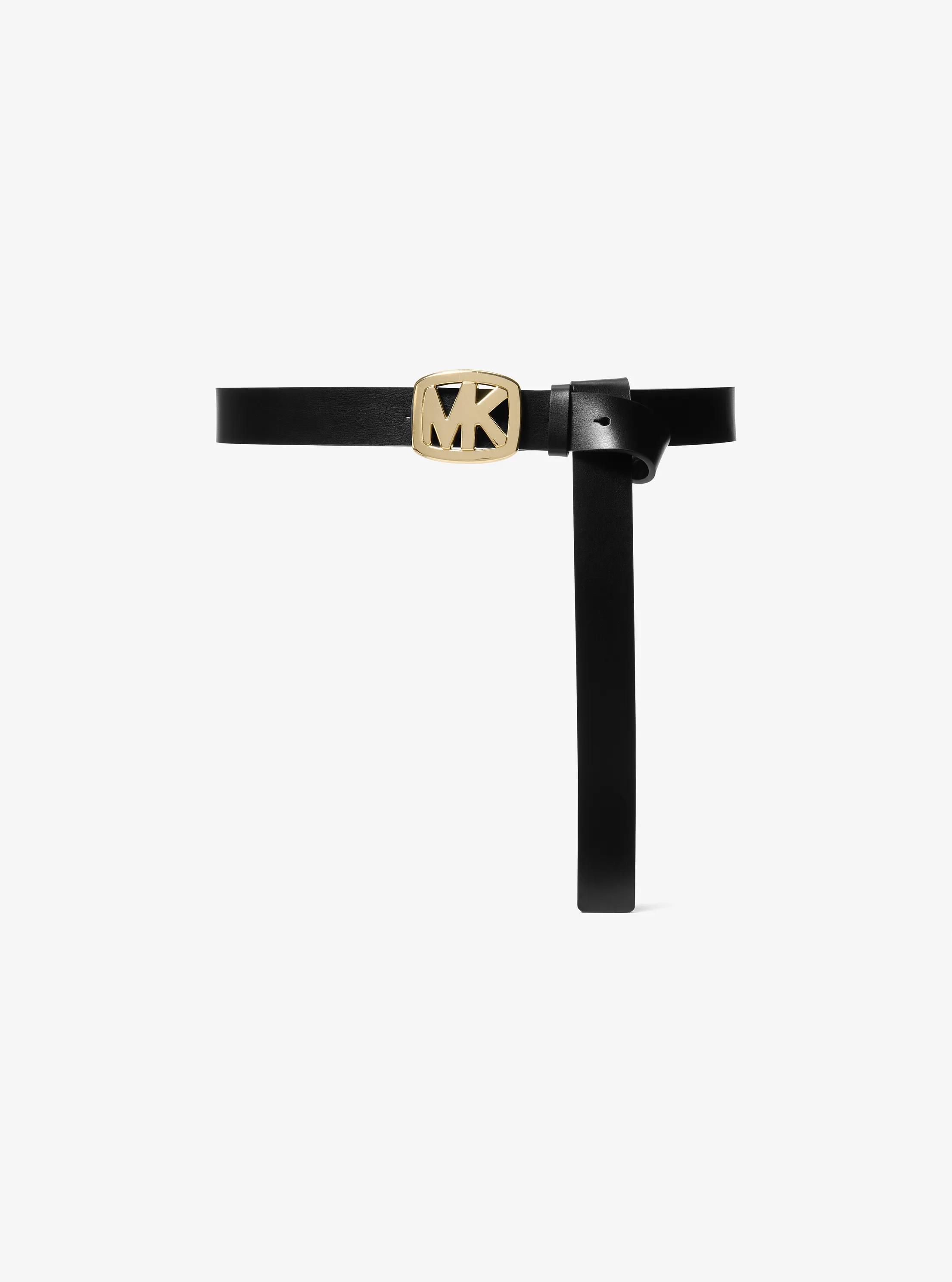 Michael Kors Logo Leather Belt in Black - size M by