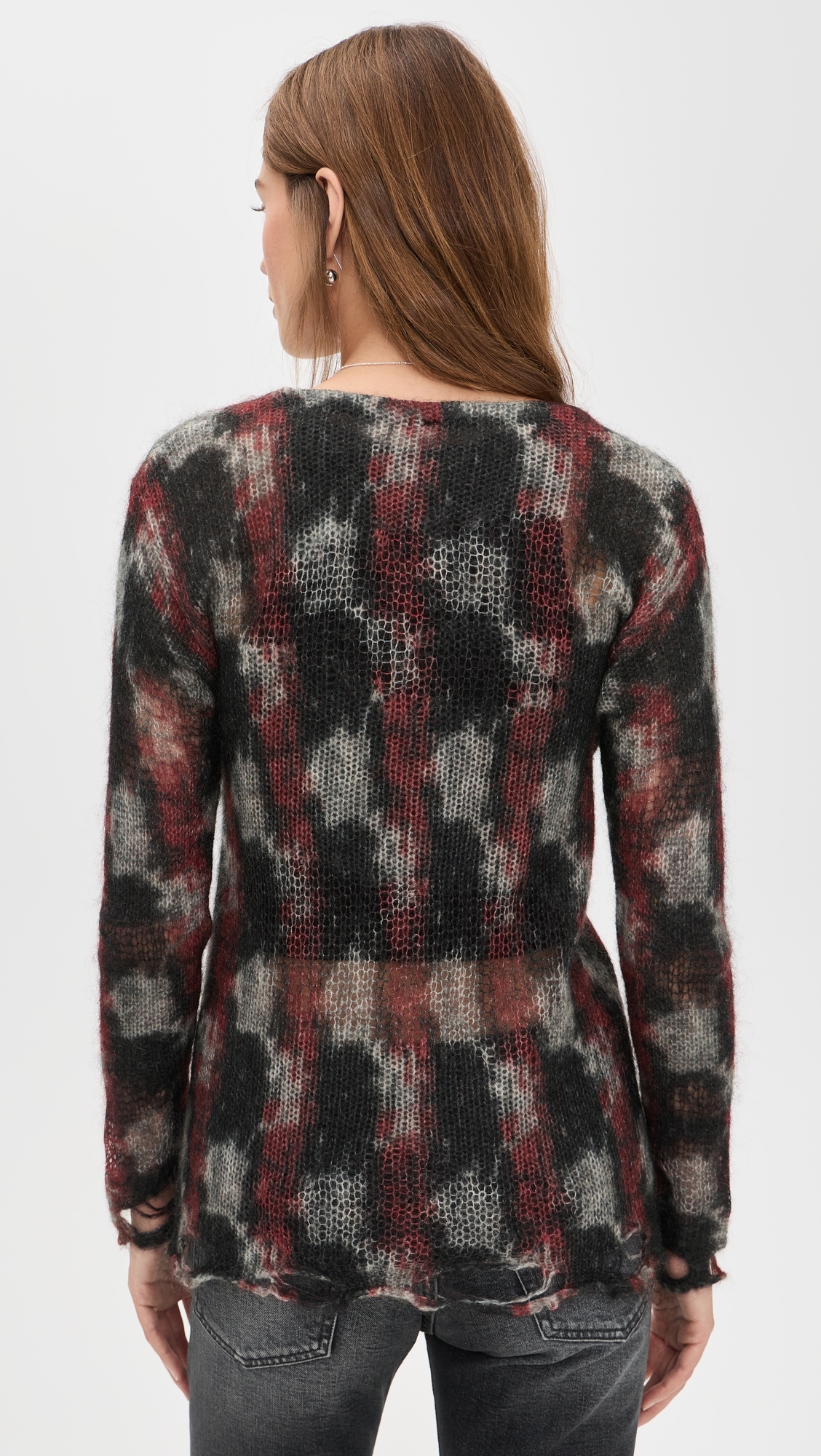 Printed Boyfriend Cardigan Red/Black/White