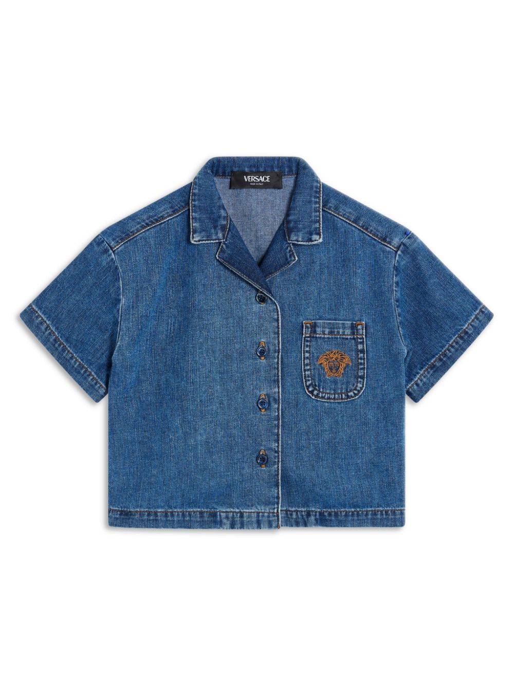 Medusa Head-motif denim shirt - Blue
