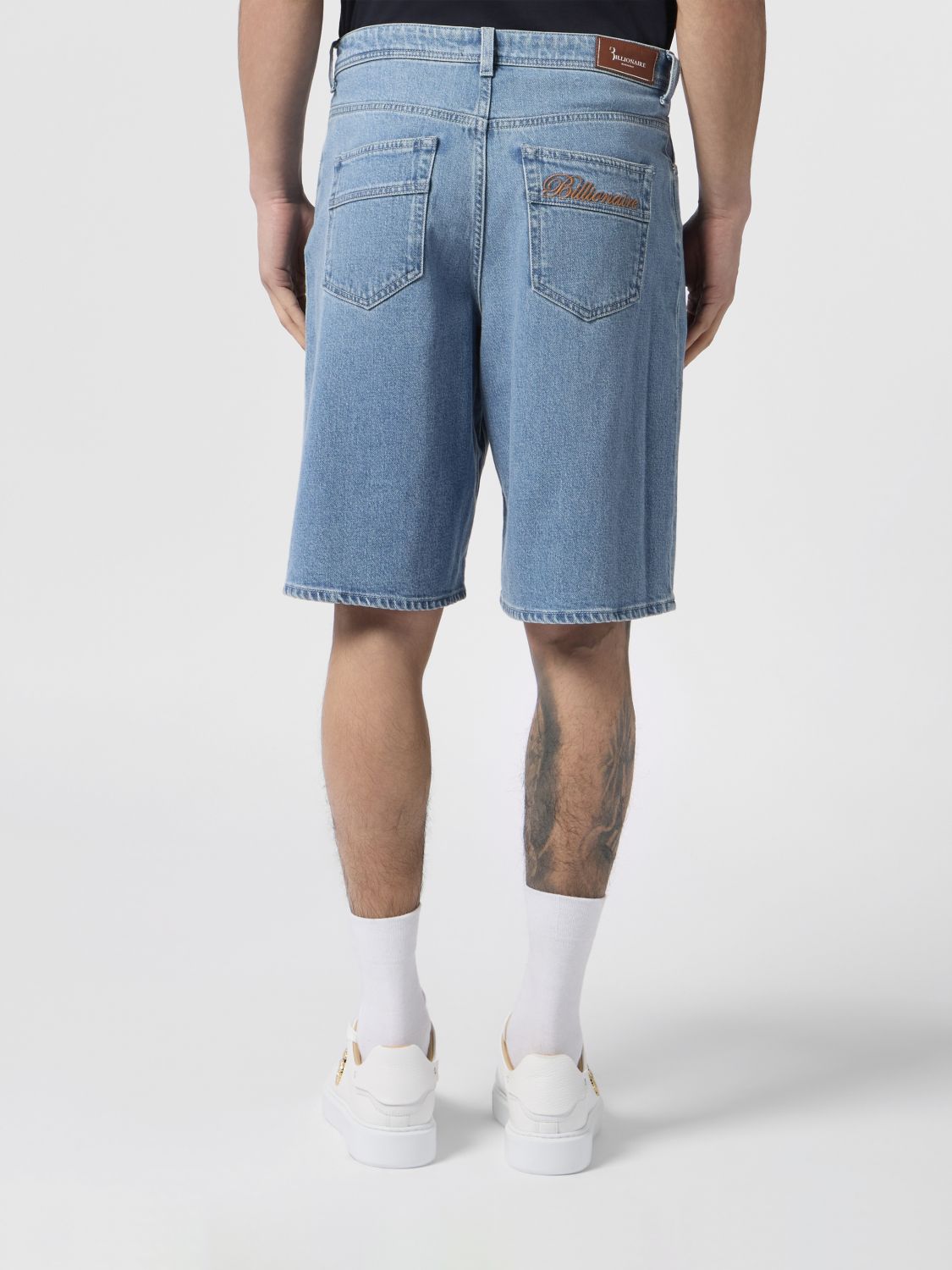 5-Pocket Cotton Denim Shorts with Embroidered Rear Logo
