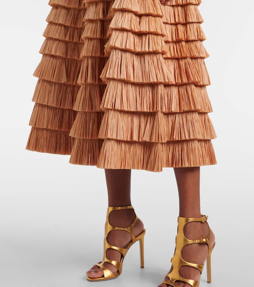 Santana raffia-blend bustier dress