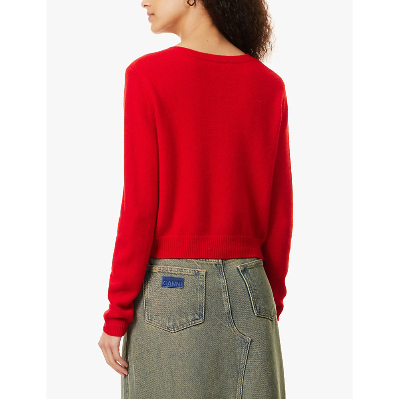 Womens Cherry Clara Round-neck Cashmere Cardigan