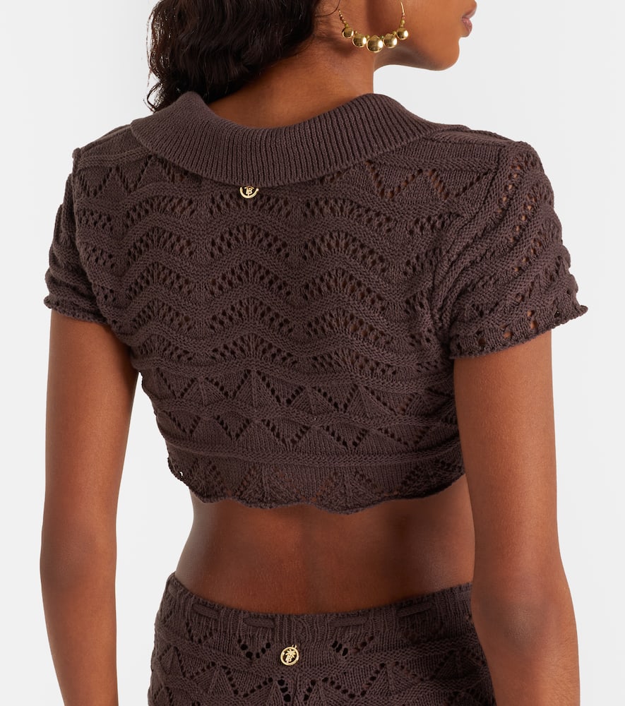 Coco open-knit cotton-blend crop top