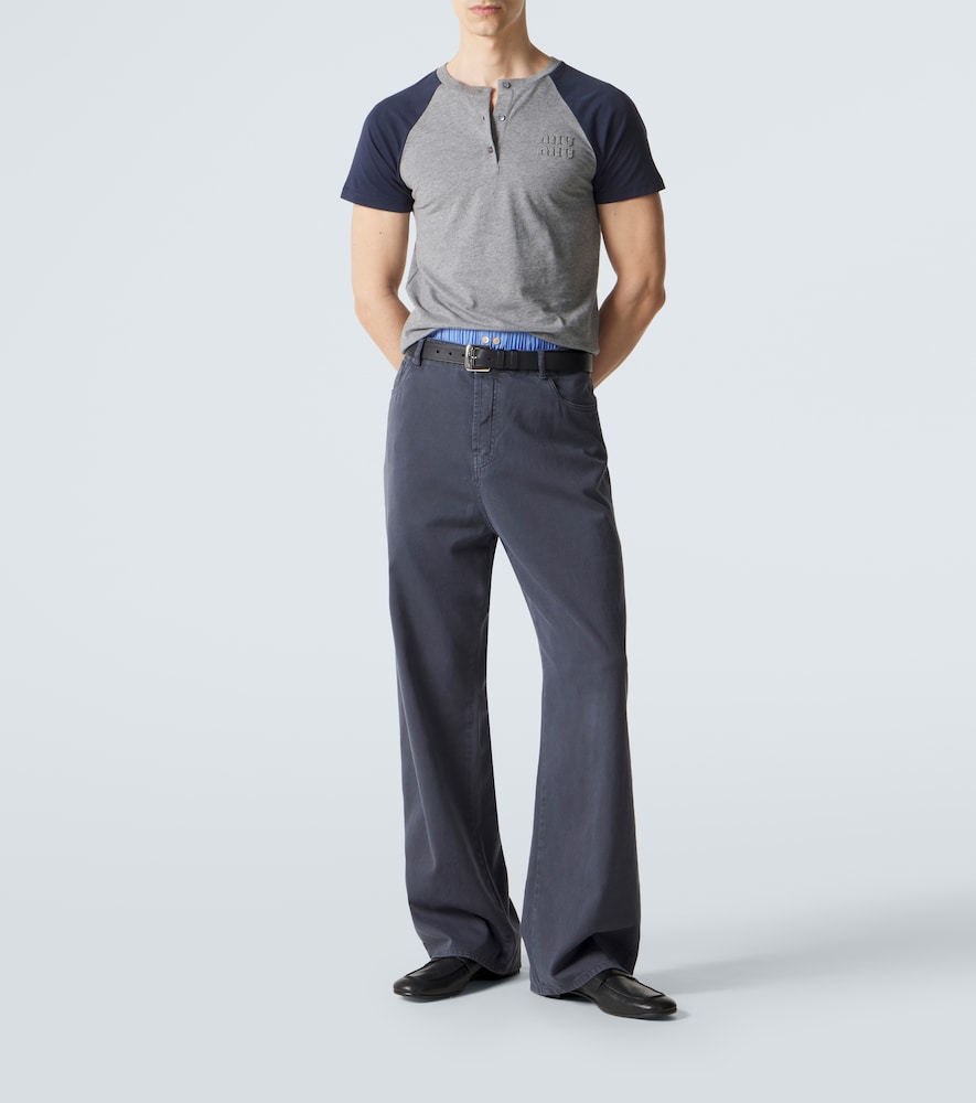 Logo cotton jersey Henley shirt