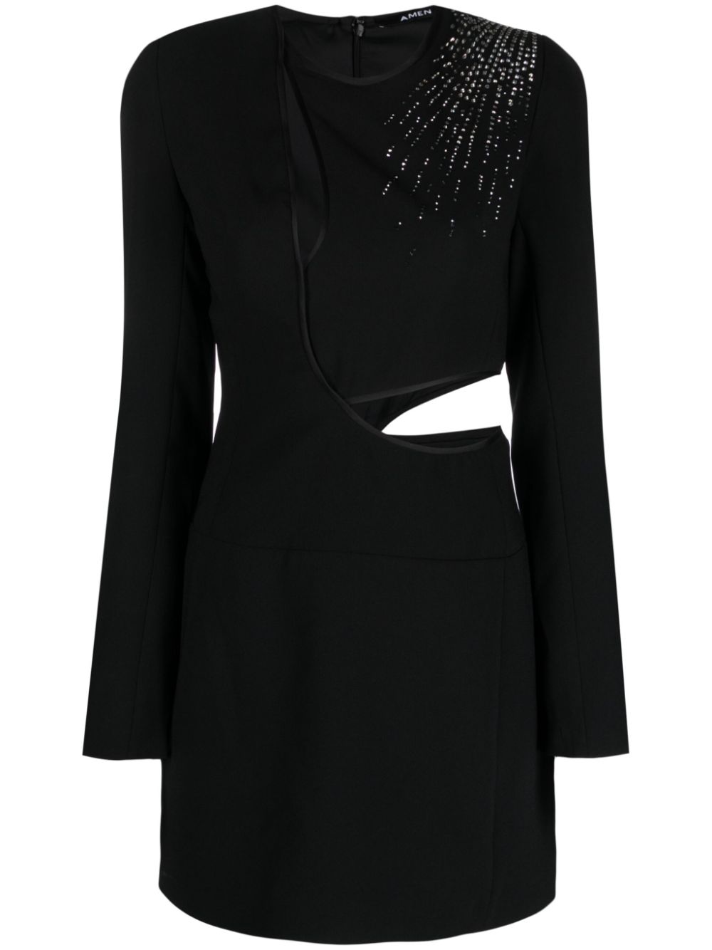 Rhinestone-embellished cut out dress - Black