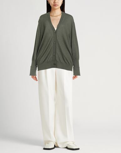 Woman Cardigan Military green Size 14 Wool, Silk