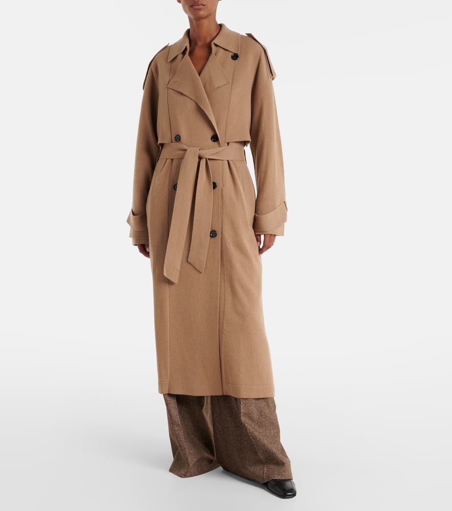 Belted wool and cashmere trench coat