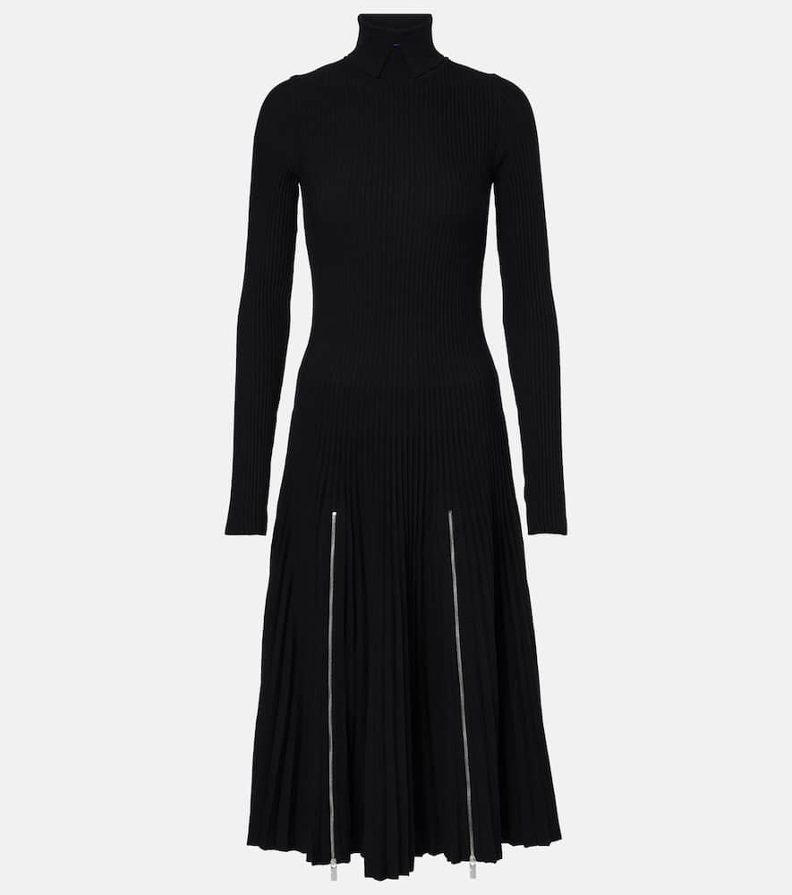 Pleated jersey midi dress