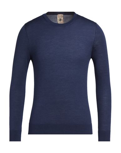 Man Sweater Navy Size 38 Super 140s Wool, Silk, Cashmere