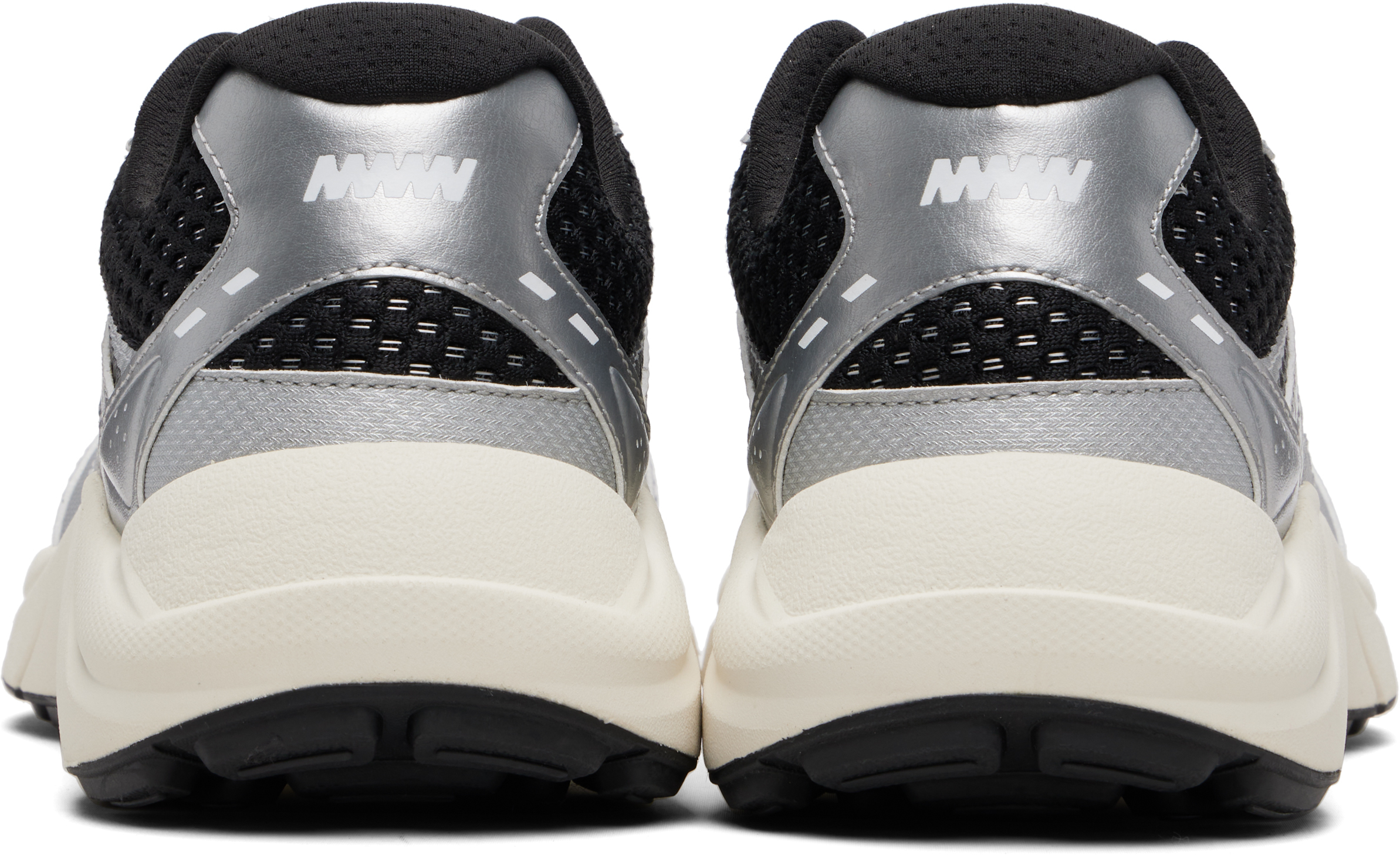 Silver & Black Mesh Faux-Leather Sneakers
