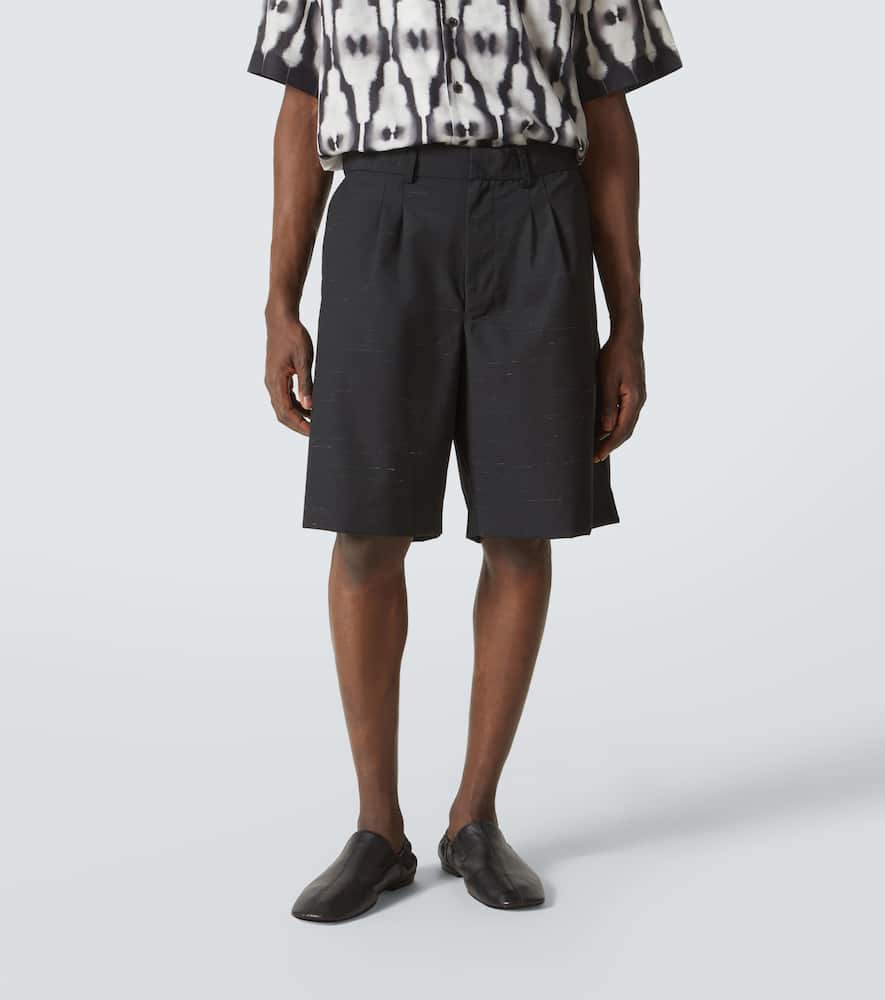 Heathered cotton and wool shorts