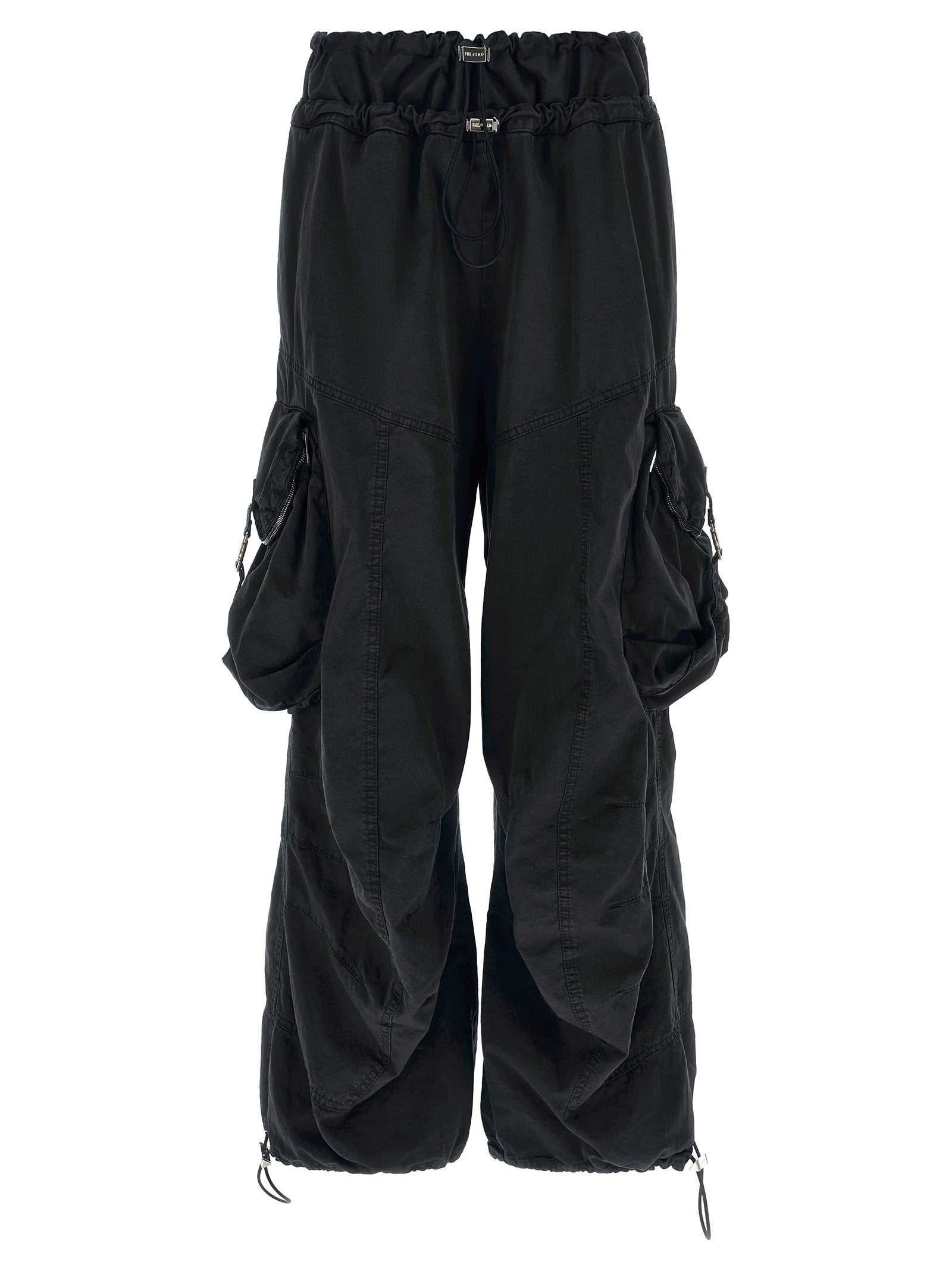 Oversized Parachute Cargo Cargo Pants — Black