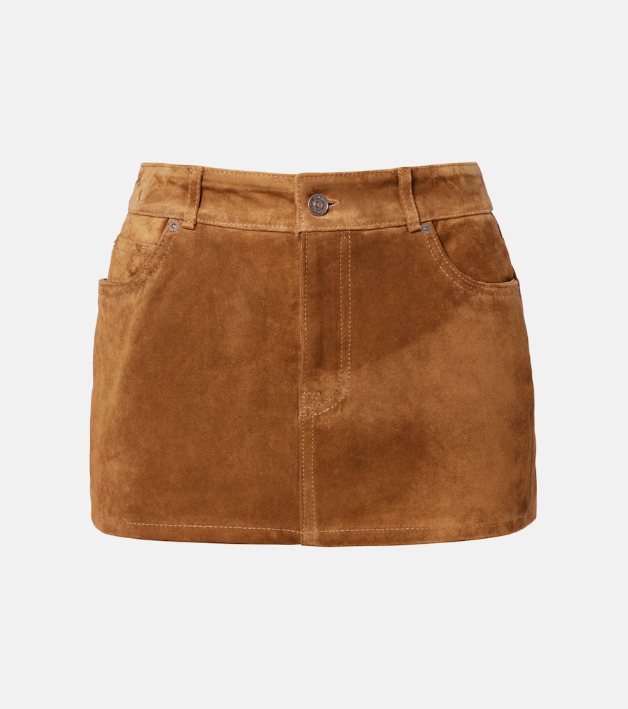 Low-rise suede miniskirt