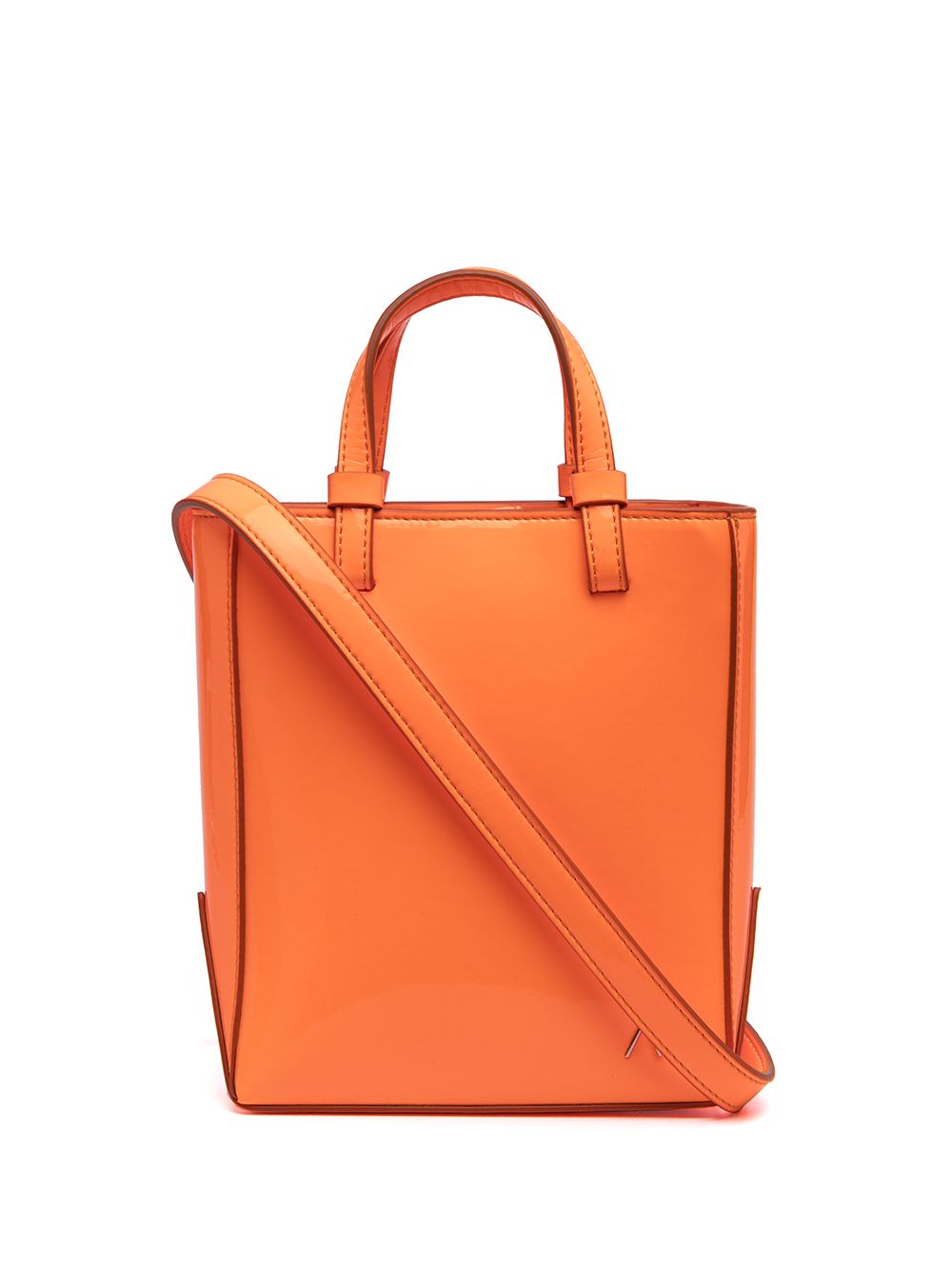 Open-top leather tote bag - Orange