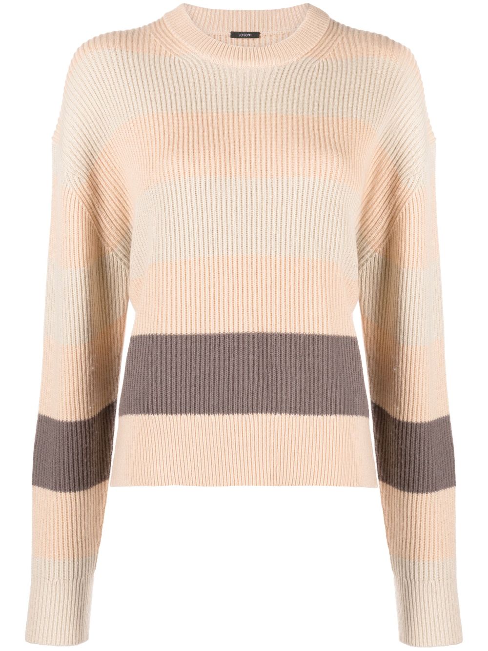 Striped ribbed-knit jumper - Neutrals