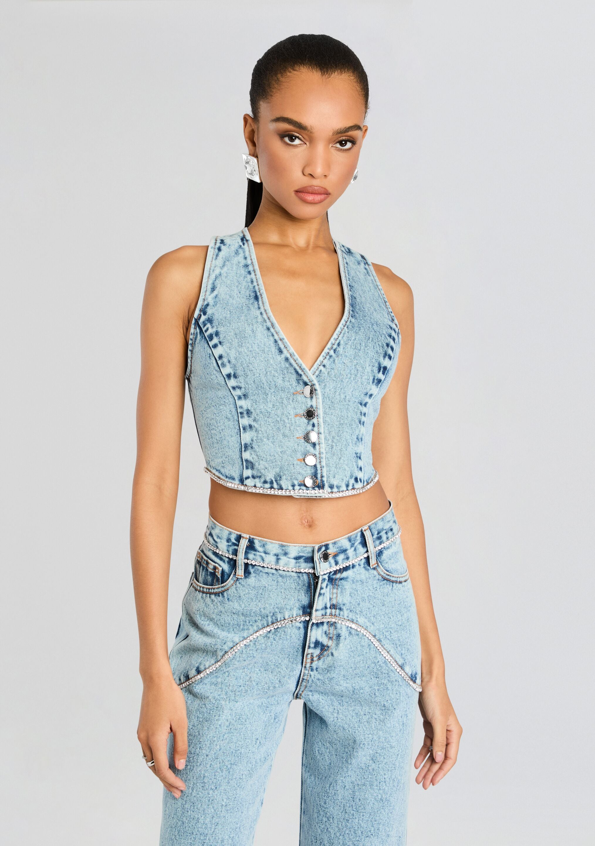 Jordi Embellished Denim Vest