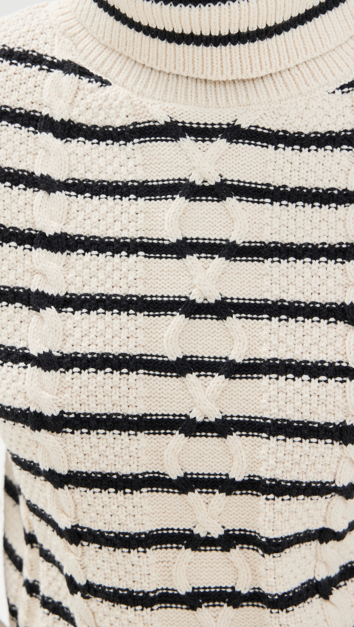 Cable Cropped Crew Sweater Stripe