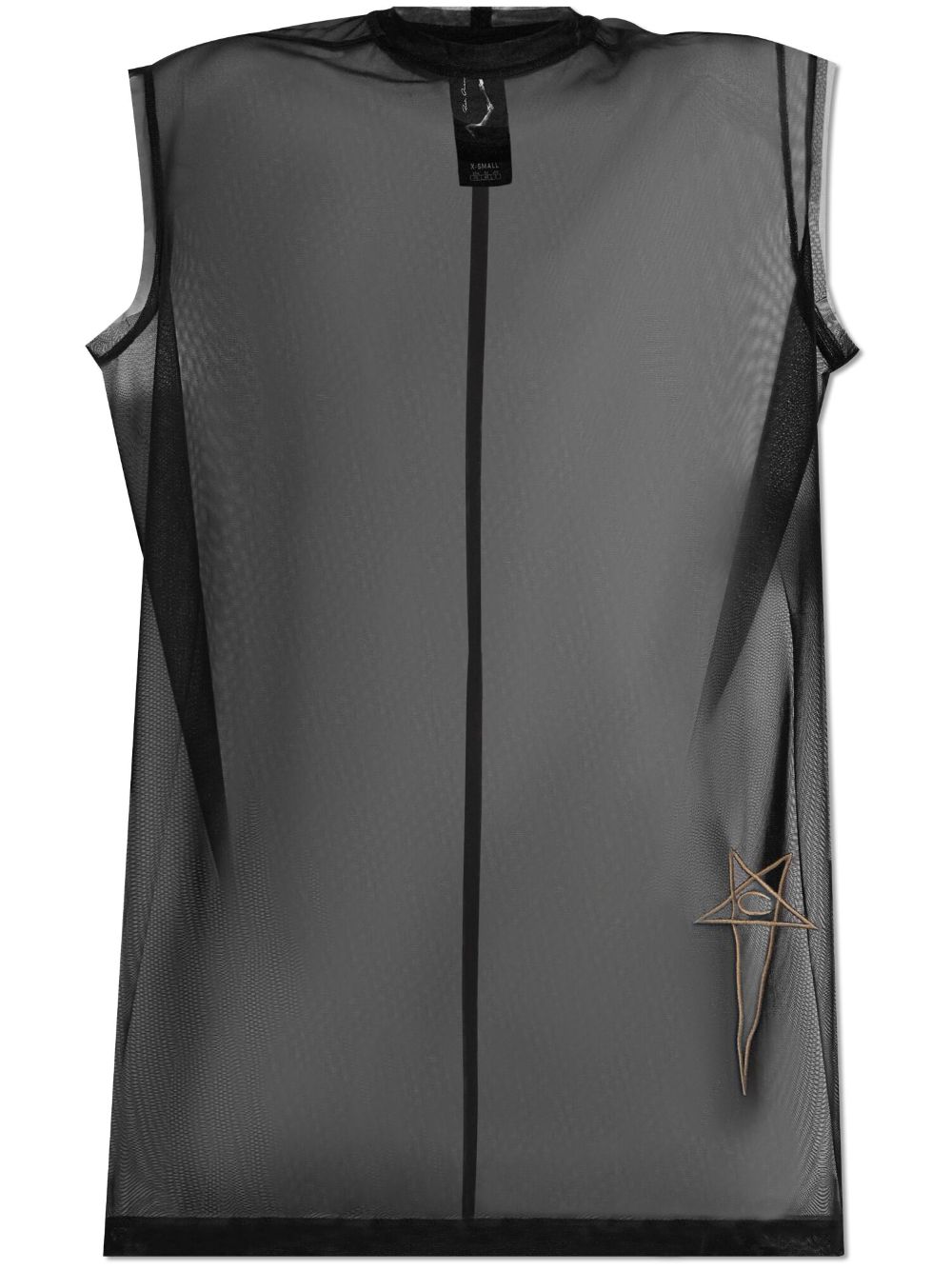 Logo-embroidered mesh top - Black