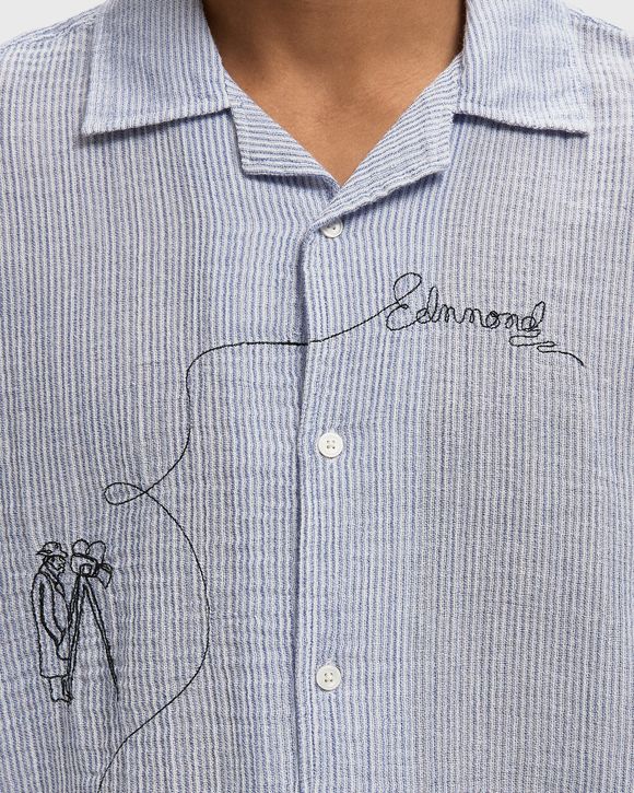 Edmmond Studios Western Shirt in Plain Dark Blue - Blue. L also in S, M, XL/1X