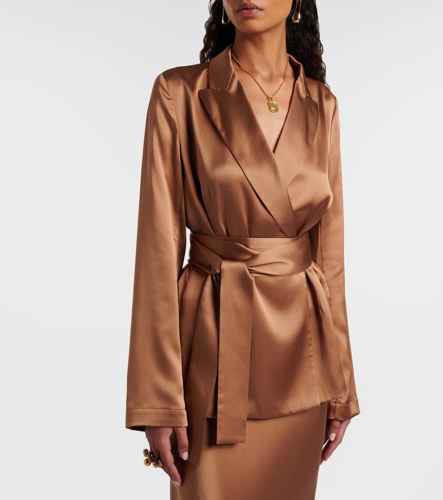 Archer double-breasted silk satin blazer