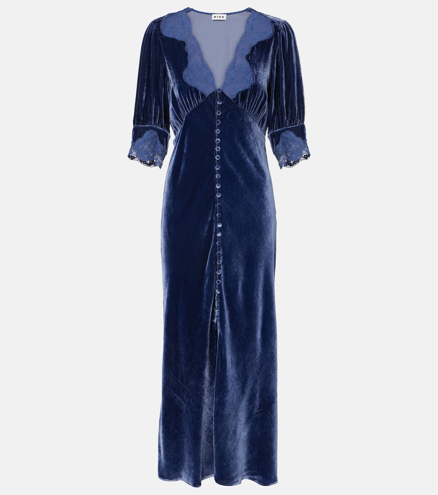 Simone lace-trimmed velvet maxi dress