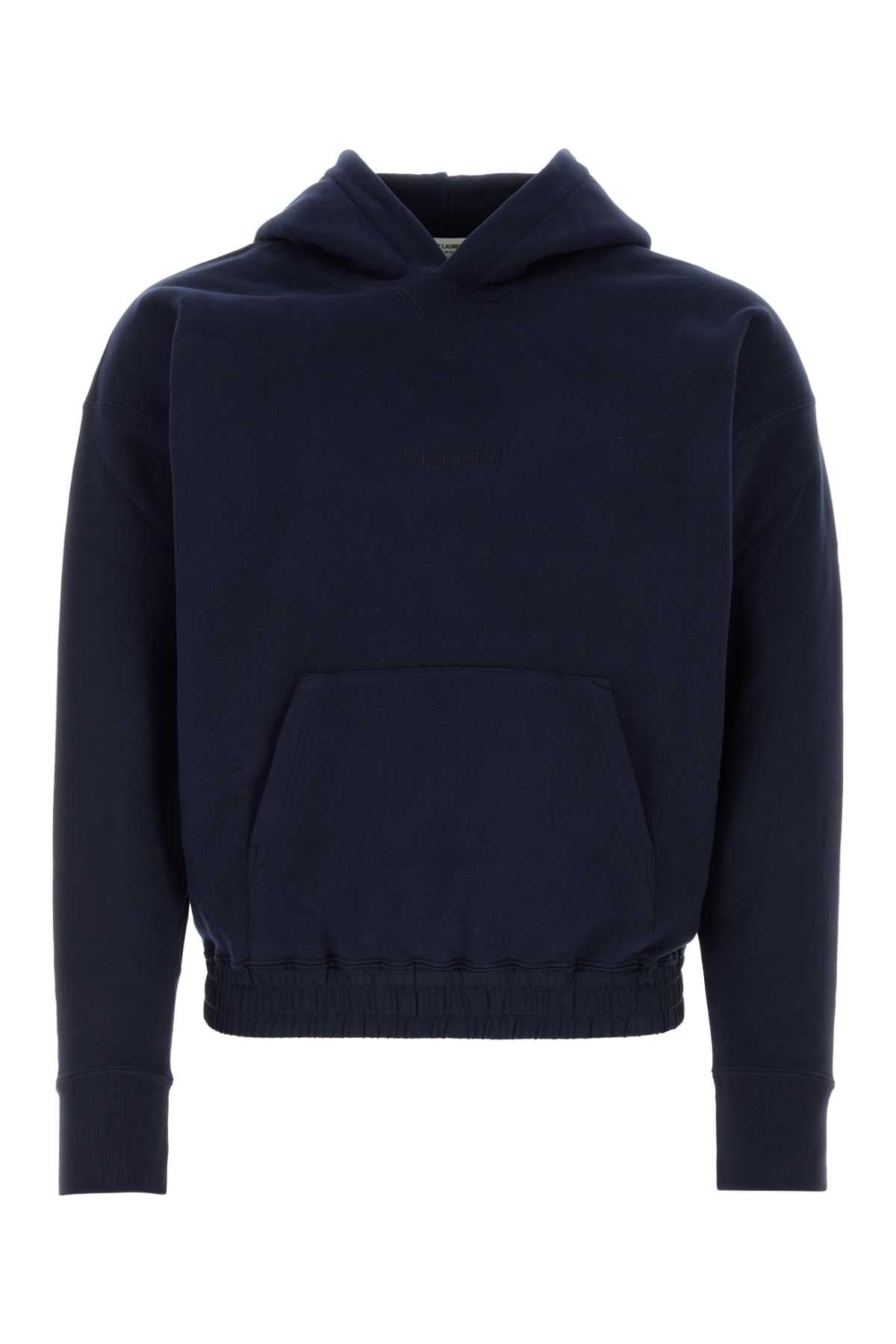 Cotton Fleece Hoodie — Navy