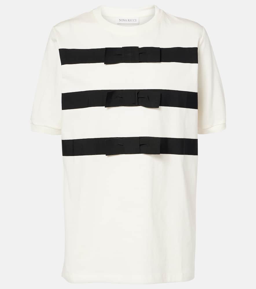 Bow-detail cotton jersey T-shirt