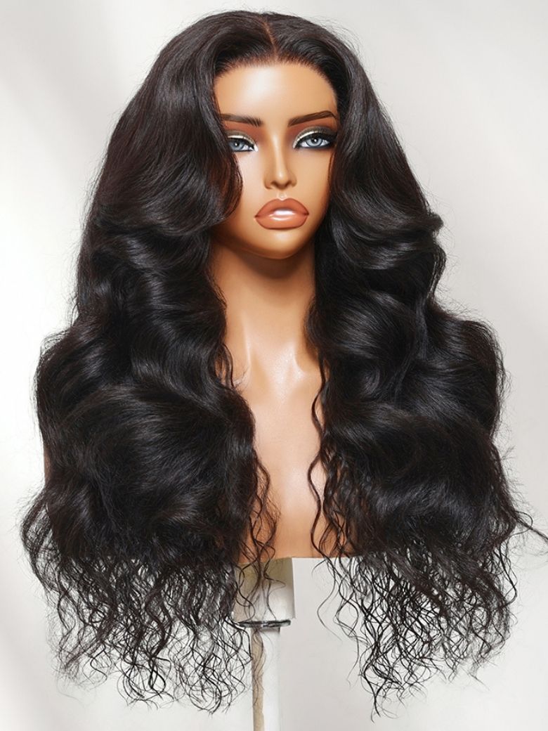UNice 7x5 Bye Bye Slip™ Glueless Lace Natural Water Wave with Soft Body Wave Wig with Face-Framing Curtain Bang