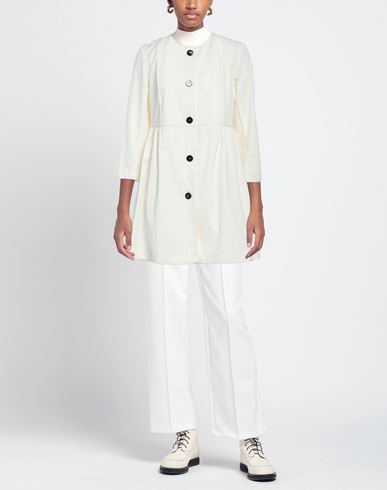 Woman Overcoat & Trench Coat Cream Size 2 Polyester, Cotton