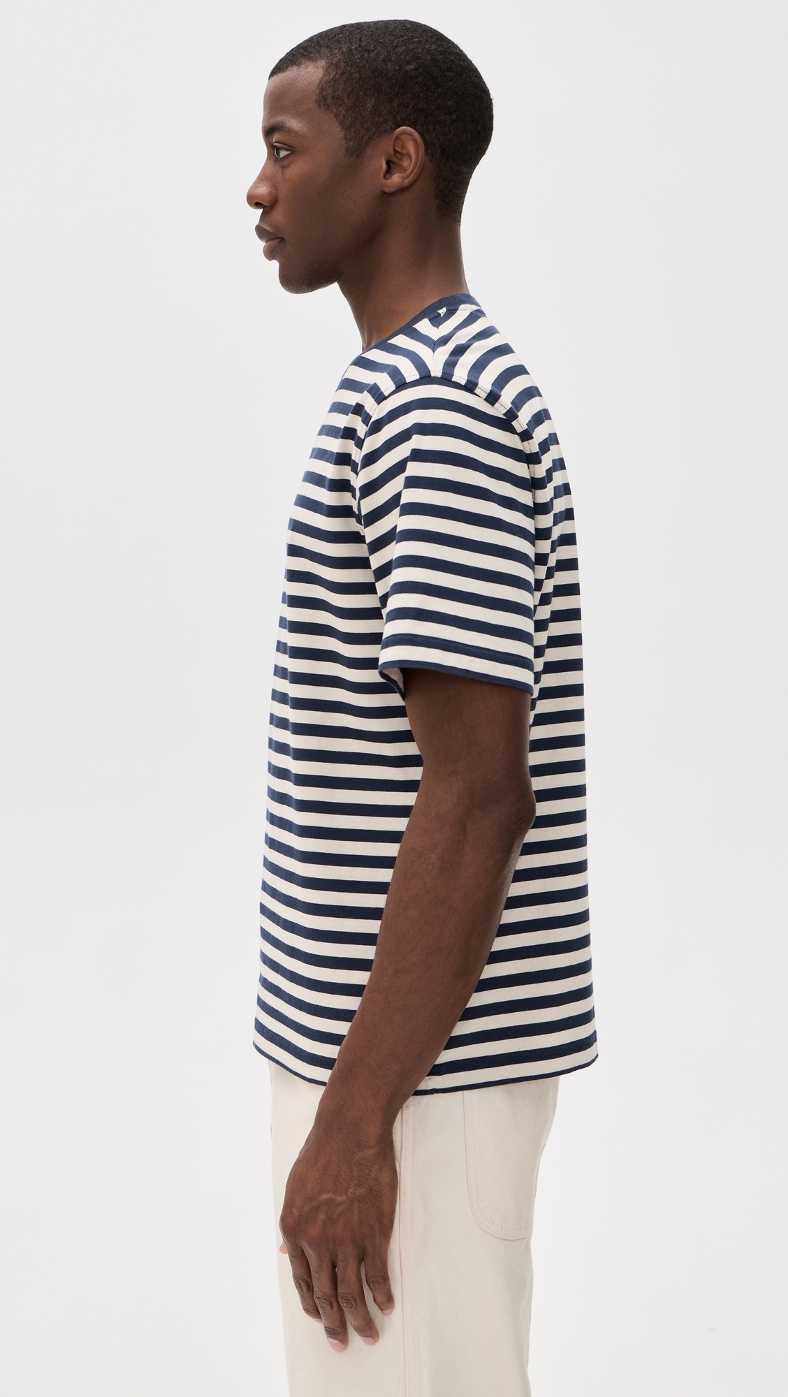 Breton Stripe Short Sleeved T-Shirt Navy/Sand