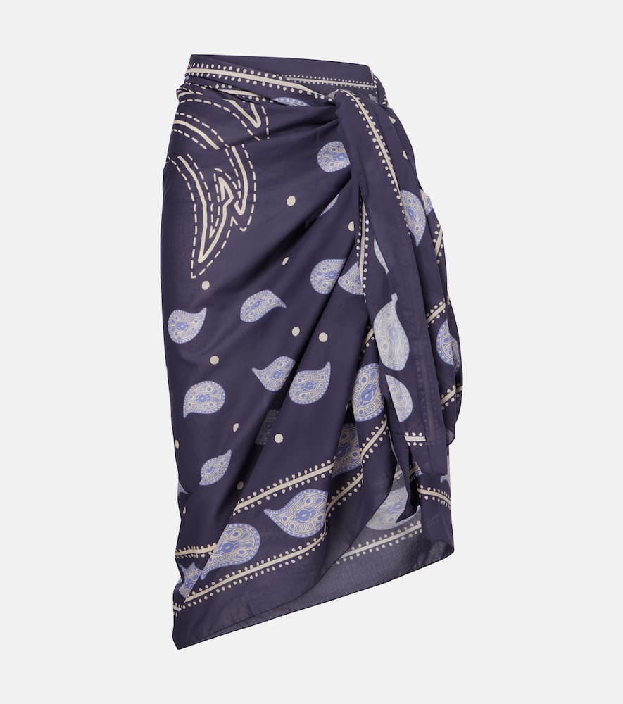Printed cotton beach cover-up