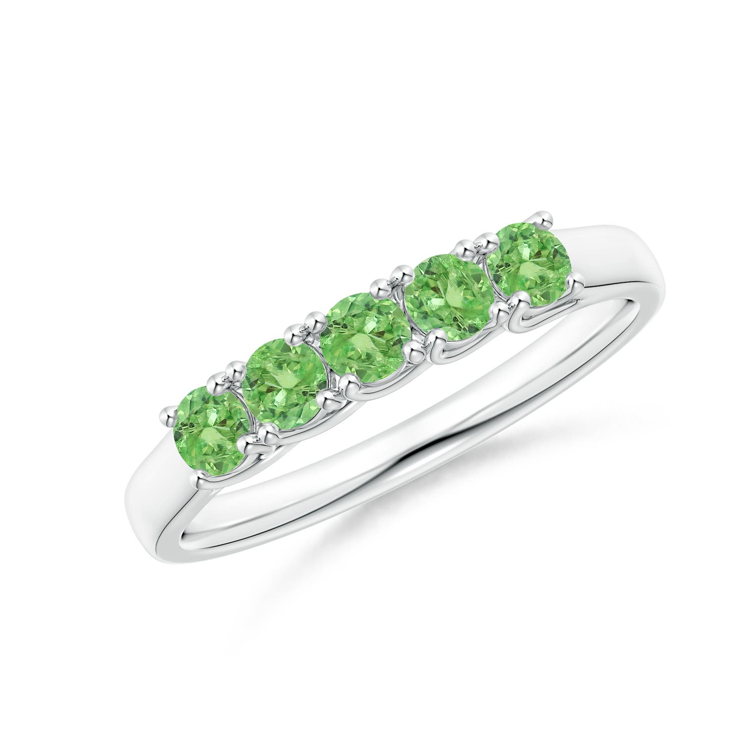 Angara 0.5 Carat Half Eternity Five Stone Tsavorite Wedding Ring in 18K White Gold