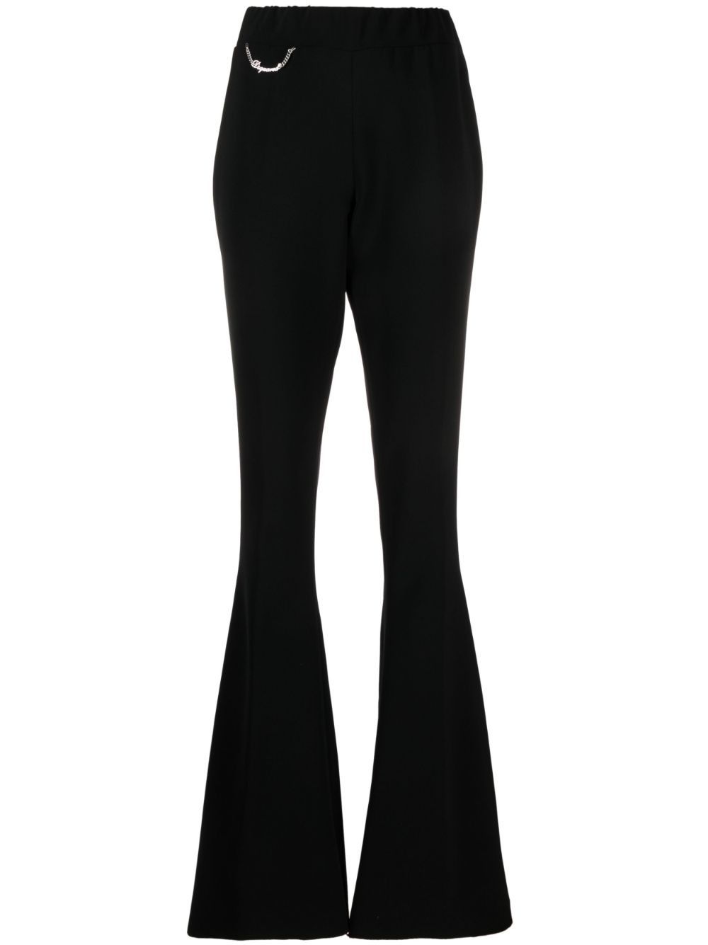 Chain-embellished flared trousers - Black
