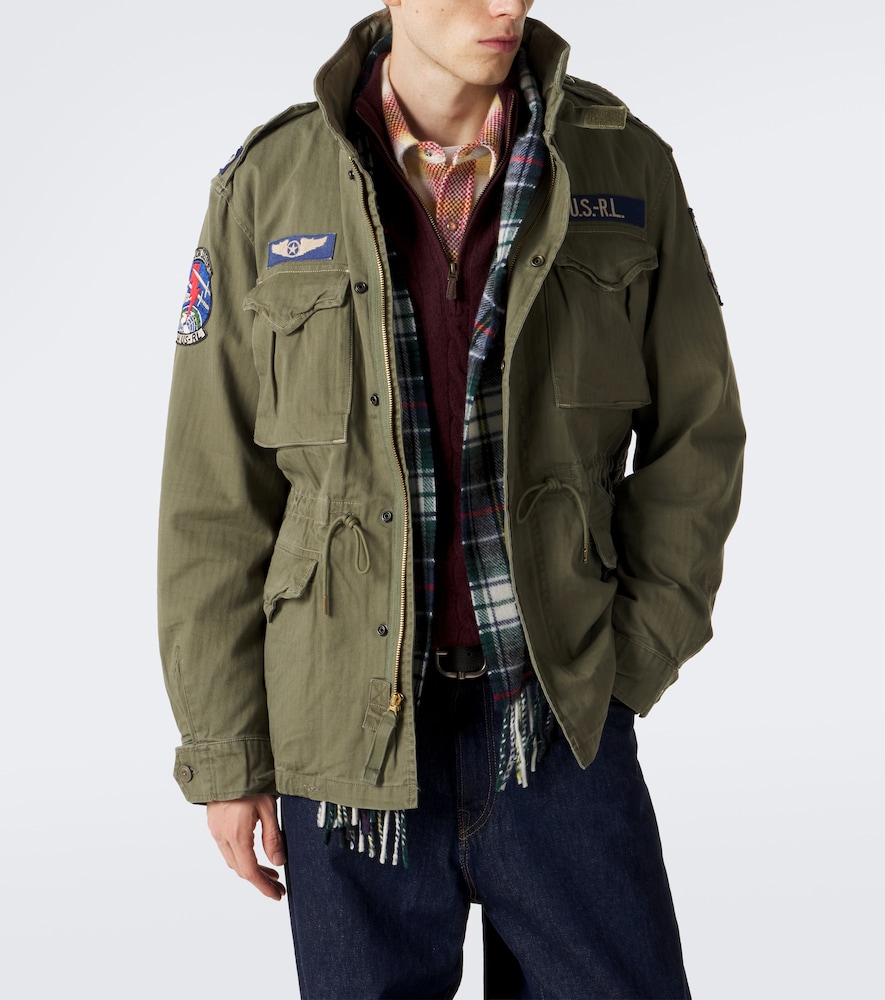 Iconic patch-appliqué cotton field jacket