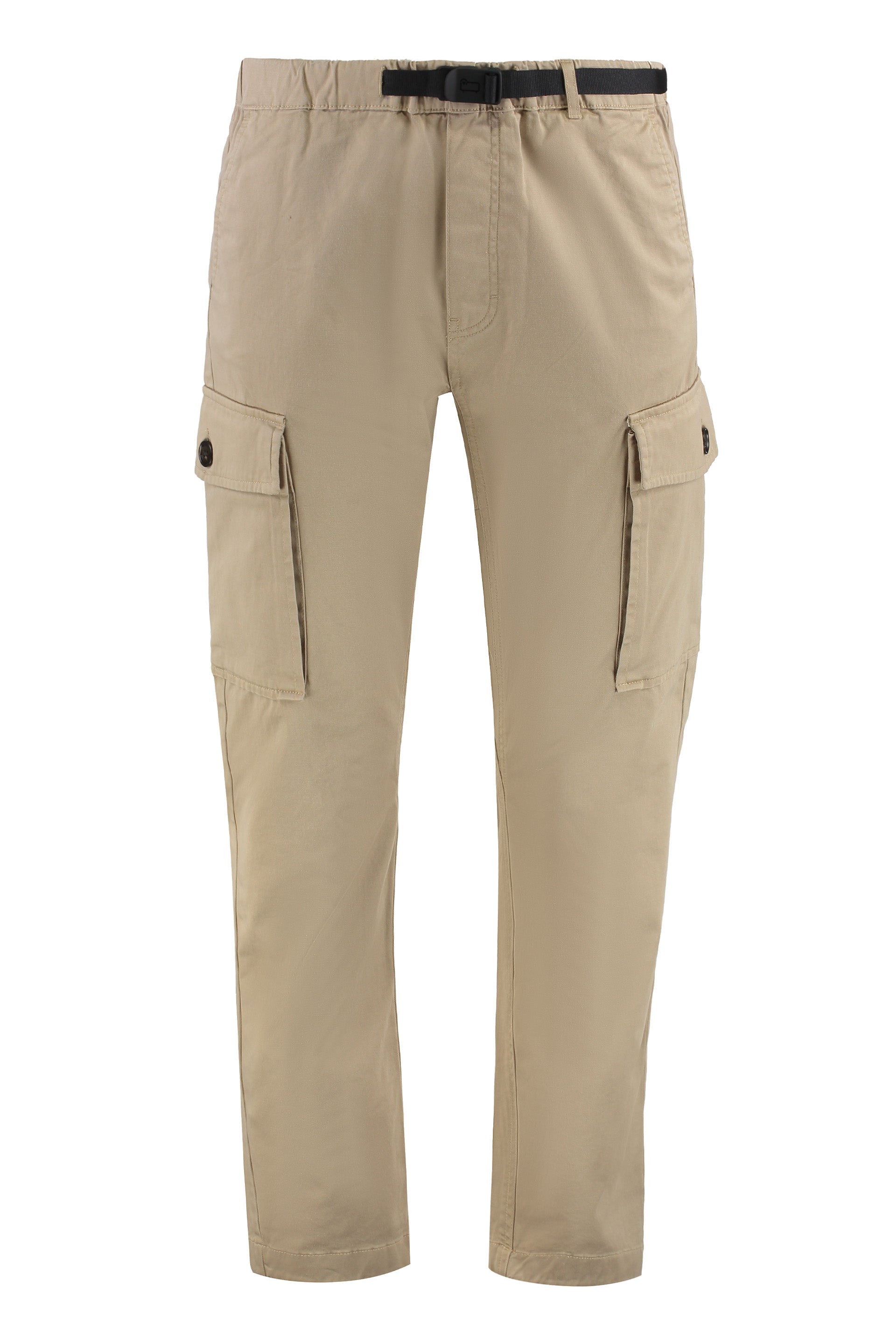 Belted Cotton Cargo Cargo Pants — Beige