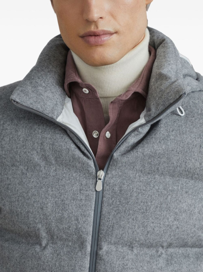 Quilted hooded down jacket - Grey