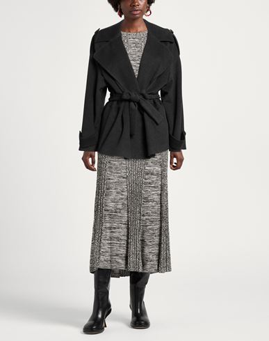 Woman Coat Charcoal Size 8 Polyester, Viscose