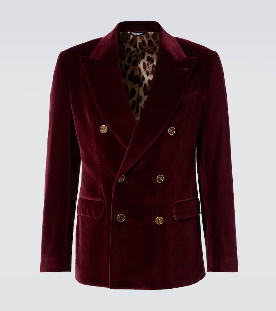 Double-breasted cotton velvet blazer