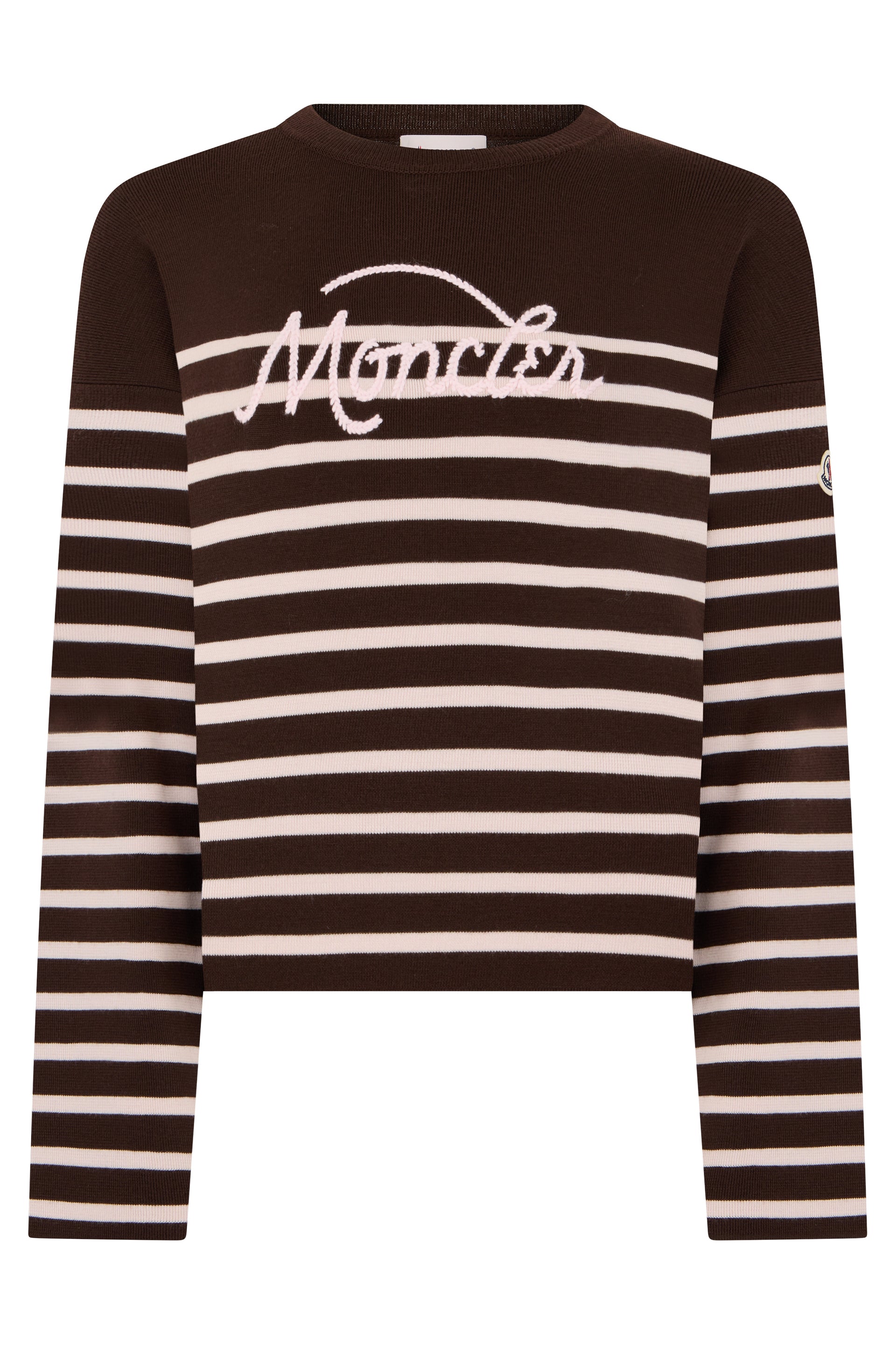 -inspired Long Sleeve Striped Wool Sweater with Logo