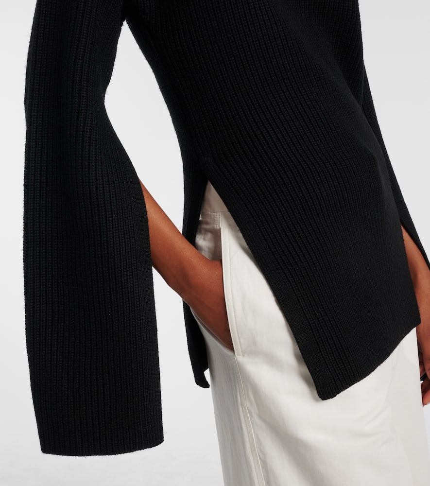 Ribbed-knit wool turtleneck sweater