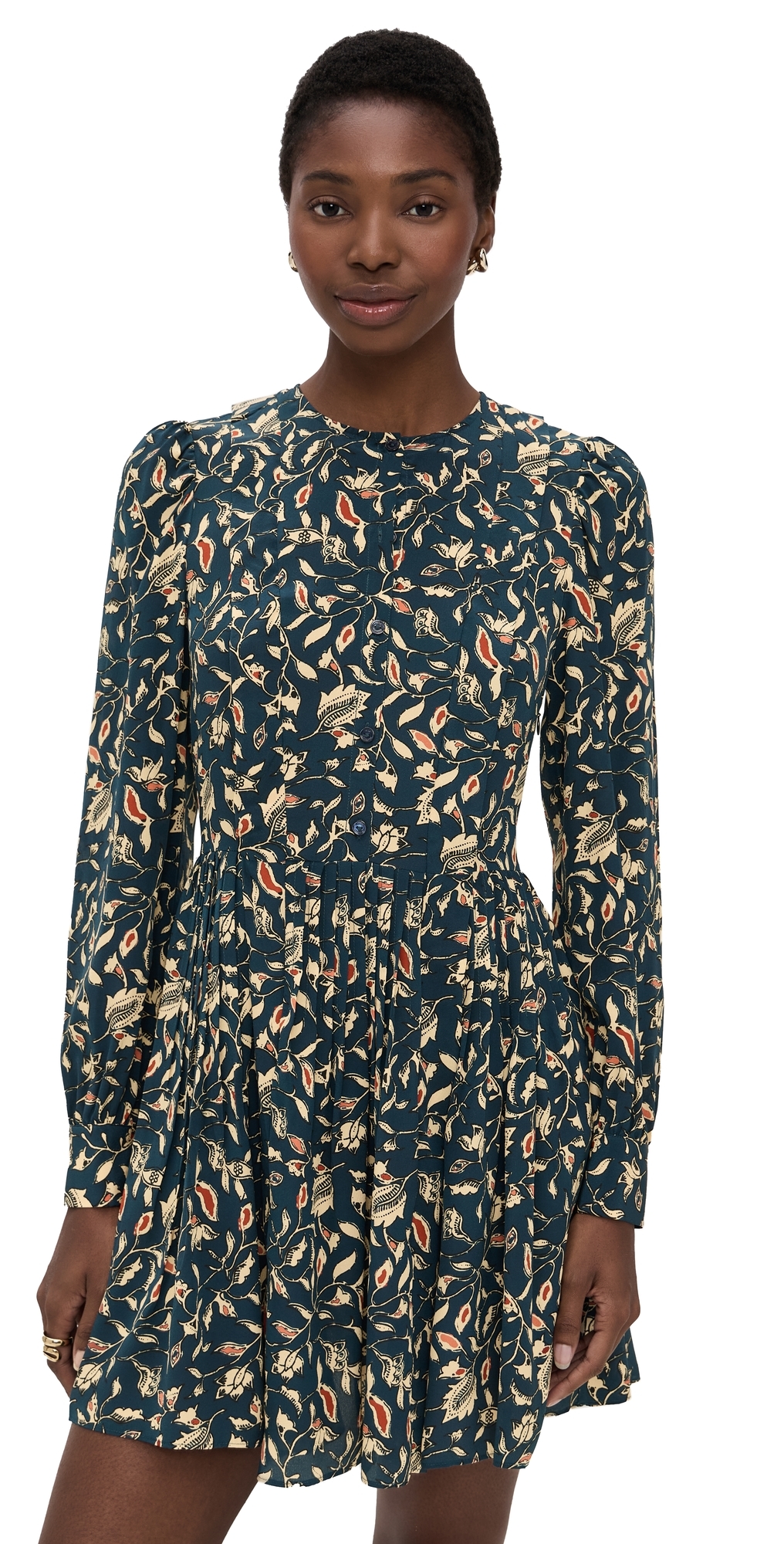 Arabella Silk Mini Dress Midnight Garden